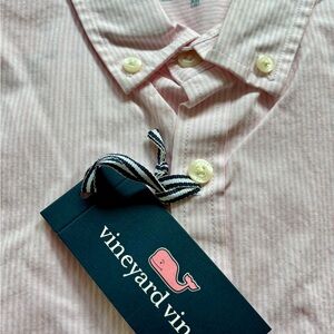 Vineyard Vines KIDS Light Pink Striped Button Down Shirt, Xl 18